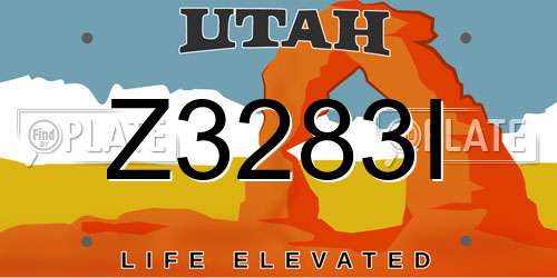 Z3283I Utah License Plate