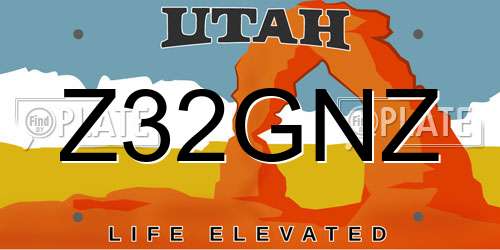 Z32GNZ Utah License Plate