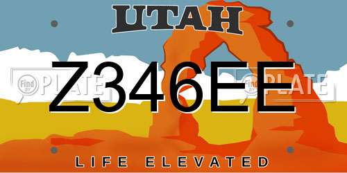 Z346EE Utah License Plate