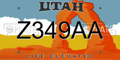 Z349AA Utah License Plate