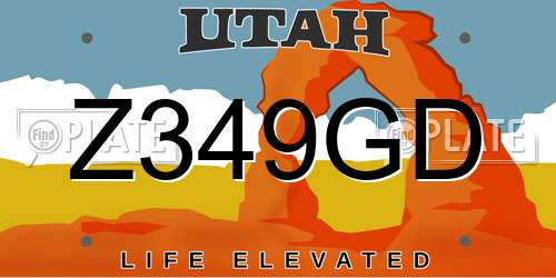 Z349GD Utah License Plate