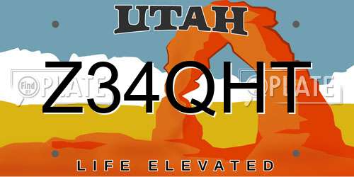 Z34QHT Utah License Plate