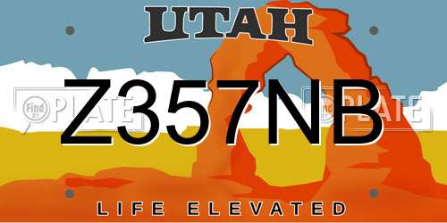 Z357NB Utah License Plate