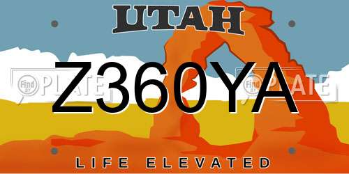 Z360YA Utah License Plate