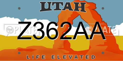 Z362AA Utah License Plate