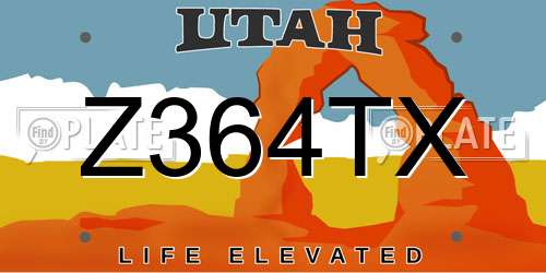 Z364TX Utah License Plate
