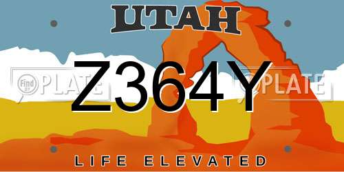 Z364Y Utah License Plate