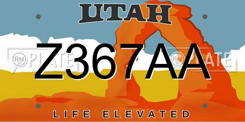 Z367AA Utah License Plate