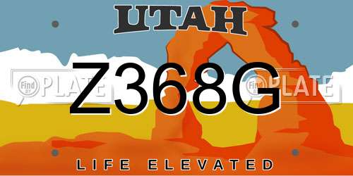 Z368G Utah License Plate