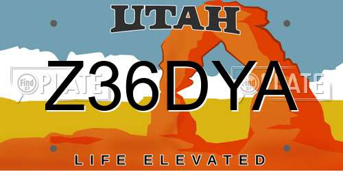 Z36DYA Utah License Plate