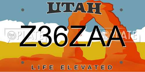 Z36ZAA Utah License Plate