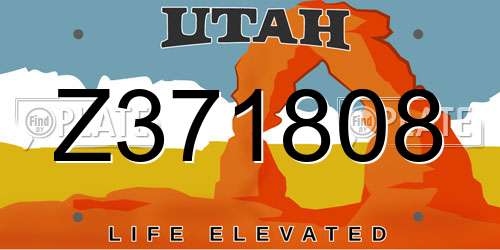 Z371808 Utah License Plate