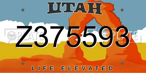 Z375593 Utah License Plate