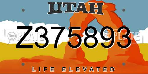 Z375893 Utah License Plate