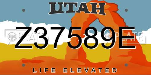 Z37589E Utah License Plate