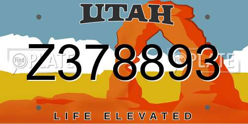 Z378893 Utah License Plate