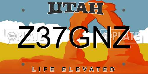 Z37GNZ Utah License Plate