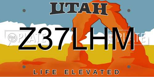 Z37LHM Utah License Plate