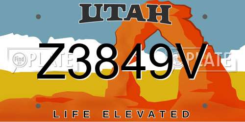 Z3849V Utah License Plate