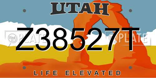 Z38527T Utah License Plate