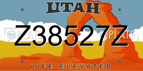 Z38527Z Utah License Plate
