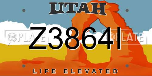 Z3864I Utah License Plate