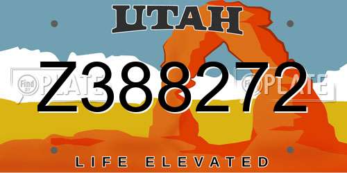 Z388272 Utah License Plate