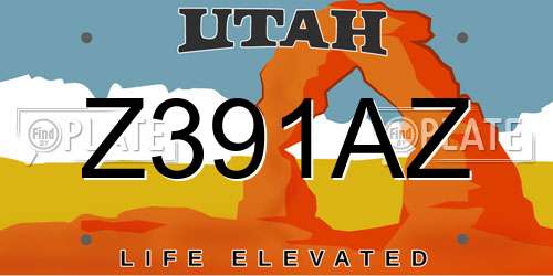 Z391AZ Utah License Plate