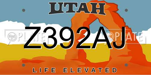 Z392AJ Utah License Plate