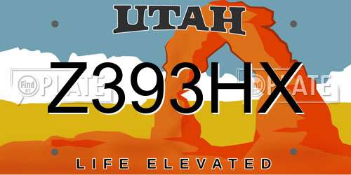 Z393HX Utah License Plate