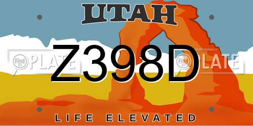 Z398D Utah License Plate