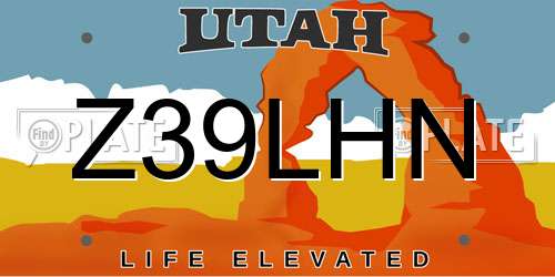Z39LHN Utah License Plate