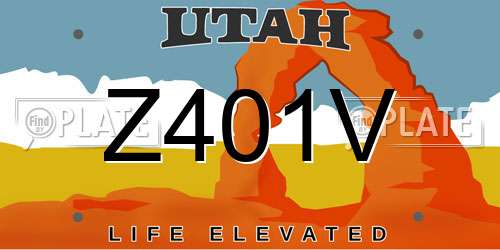 Z401V Utah License Plate