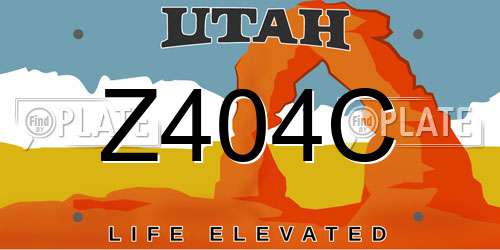Z404C Utah License Plate