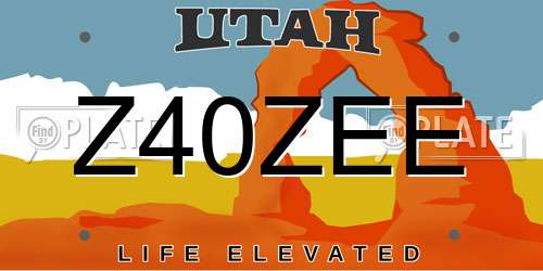 Z40ZEE Utah License Plate