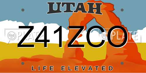 Z41ZCO Utah License Plate