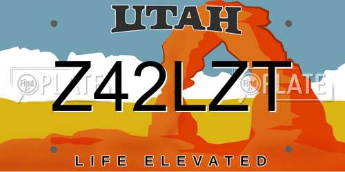 Z42LZT Utah License Plate