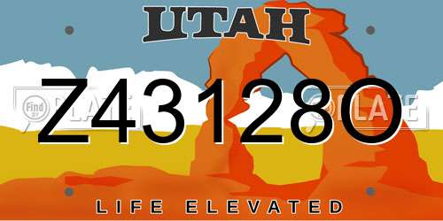 Z43128O Utah License Plate