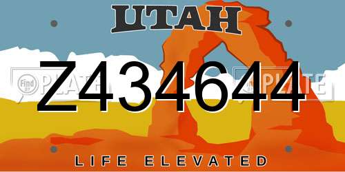 Z434644 Utah License Plate