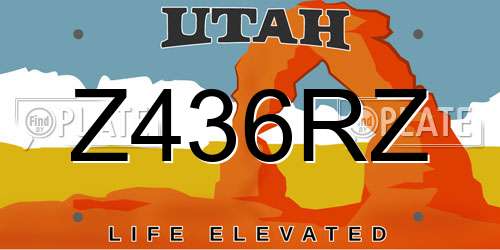 Z436RZ Utah License Plate