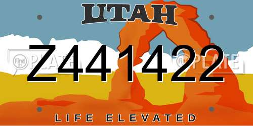 Z441422 Utah License Plate