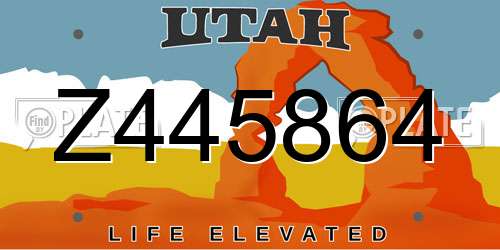 Z445864 Utah License Plate