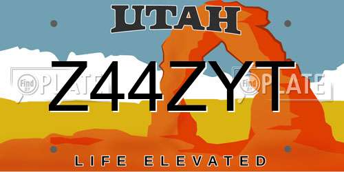 Z44ZYT Utah License Plate