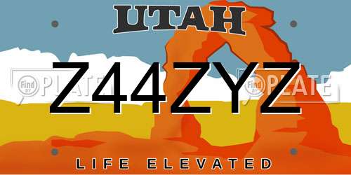 Z44ZYZ Utah License Plate