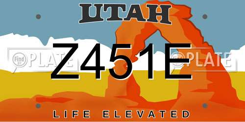 Z451E Utah License Plate