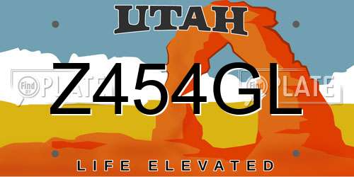 Z454GL Utah License Plate