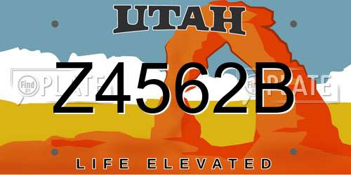Z4562B Utah License Plate