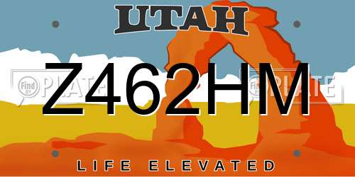 Z462HM Utah License Plate
