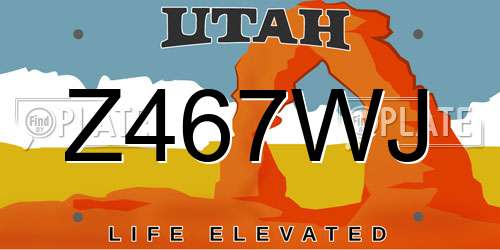 Z467WJ Utah License Plate