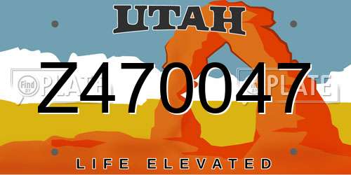 Z470047 Utah License Plate
